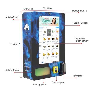 32 Inch Wall-Mounted Vending Machine with ID Card Reader for Tobacco Sales and SDK Integration